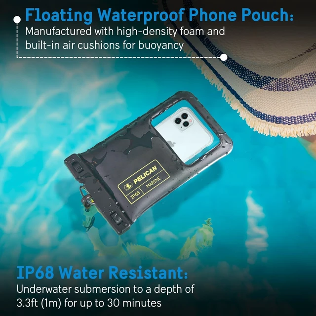 Alt view image 2 of 7 - 2 Pack Marine Waterproof Phone Pouch (XL) - Black/Hi-Vis Yellow