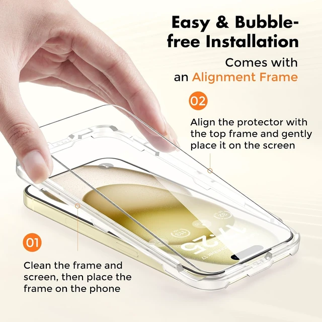 Alt view image 3 of 7 - 2-Pack Screen Protector for iPhone 15/16 Tempered Glass