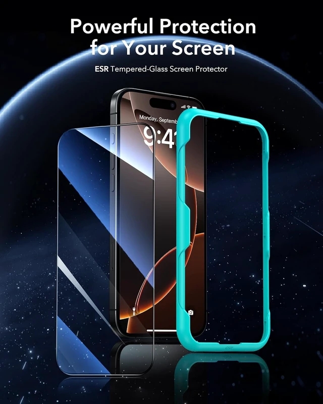 Alt view image 2 of 7 - 3 Pack for iPhone 16 Pro Max Screen Protector Align Frame