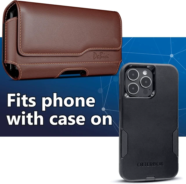 Alt view image 4 of 7 - Holster for iPhone 17 17 Pro 16 Pro 16e 15 15Pro 14 13 12 11 Xs 10 X XR Cell Phone Belt Holder Case with Clip for Men Women Pouch (Fits Protective Cover on) Brown
