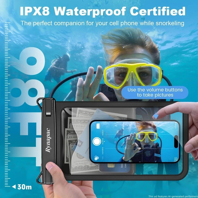 Alt view image 2 of 7 - Large Waterproof Phone Pouch Up to 10 2 Pack IPX8 Protector Pouch