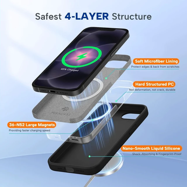 Alt view image 3 of 7 - Silicone & Magnetic for iPhone 17e/16e Case Black
