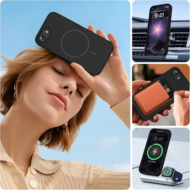 Alt view image 6 of 7 - Silicone & Magnetic for iPhone 17e/16e Case Black