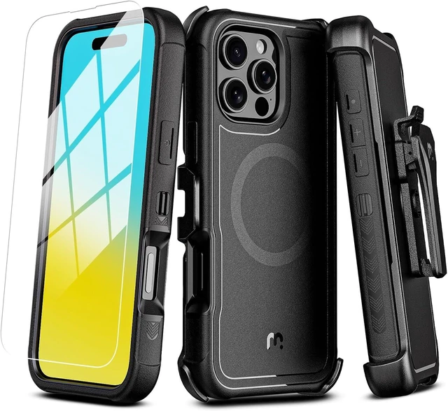 Main image of for iPhone 16 Pro Max Case with Belt Clip Holster Black