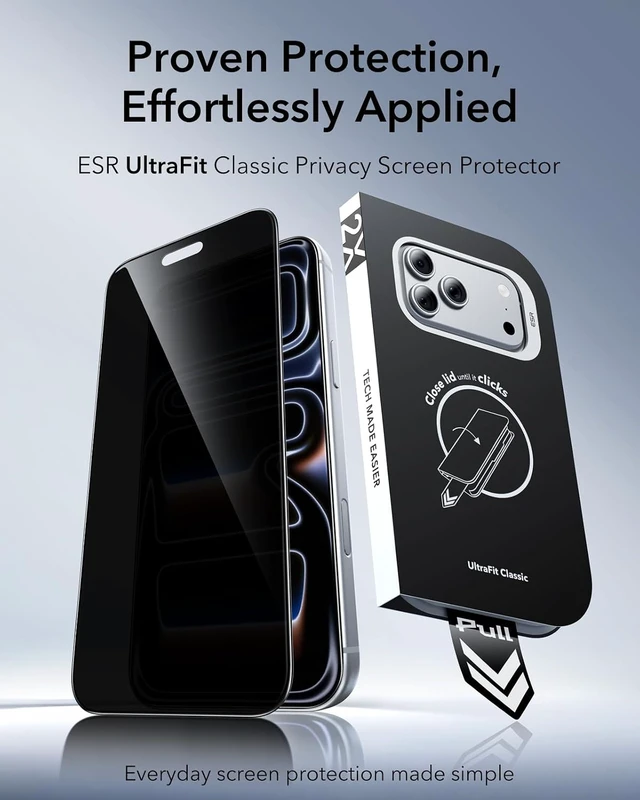 Alt view image 2 of 7 - 3 Pack for iPhone 17 Pro Max Privacy Screen Protector Classic
