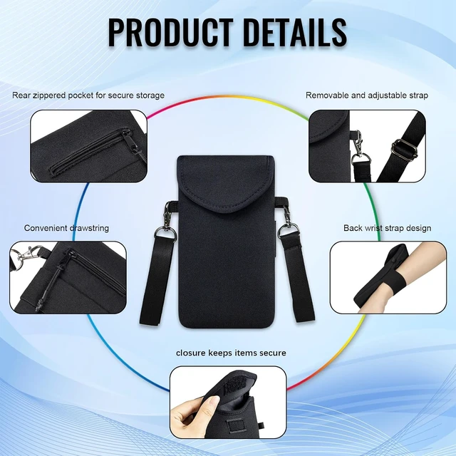 Alt view image 3 of 7 - Neoprene Phone Pouch with Crossbody Strap & Back Elastic Strap