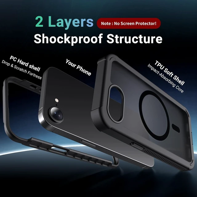 Alt view image 2 of 7 - Magnetic for iPhone 17e Case& iPhone 16e Case Black