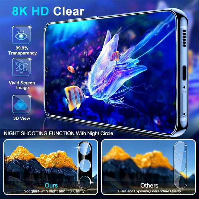 Alt view image 3 of 7 - 3 Pack for Galaxy S26 FE Screen Protector Tempered Glass + 3 Pack Camera Lens Protector Military Grade Shatterproof 9H Hardness Fingerprint Unlock Case Friendly 6.7 Inch