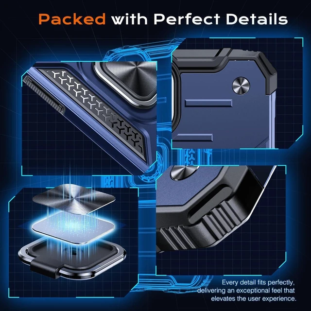 Alt view image 4 of 7 - Heavy Duty Case for iPhone 17e/16e Case with Enhanced Ring Holder Grip Stand Military Grade Shockproof Rugged Drop Protective Silicone Hard Slim iPhone 17e/16e Phone Case Cover Vivid Blue