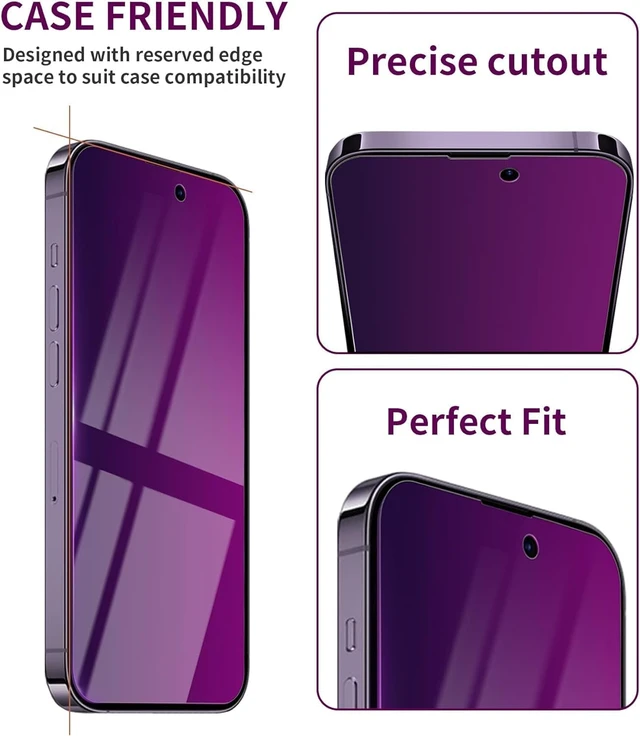 Alt view image 5 of 5 - 2 Pack Privacy Screen Protector for iPhone 14 Pro Max Purple