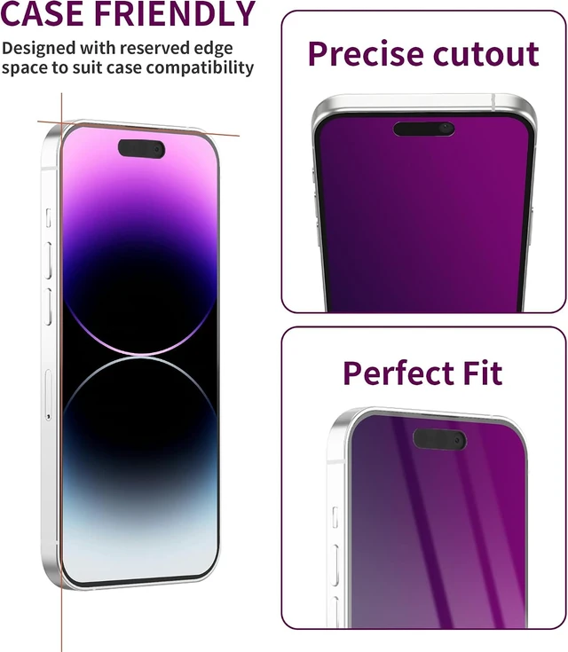 Alt view image 4 of 5 - 2 Pack Privacy Screen Protector for iPhone 14 Pro Max Purple