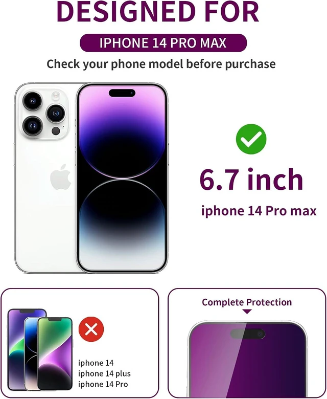 Main image of 2 Pack Privacy Screen Protector for iPhone 14 Pro Max Purple