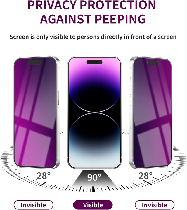 Alt view image 2 of 5 - 2 Pack Privacy Screen Protector for iPhone 14 Pro Max Purple