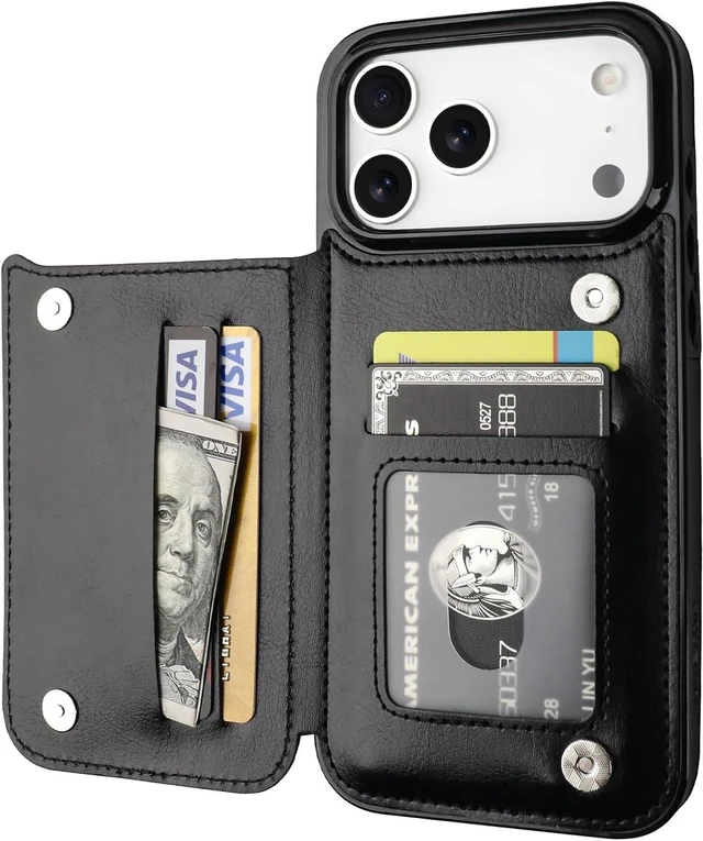 Main image of for iPhone 18/17 Pro Max Wallet Case with Credit Card Holder Black