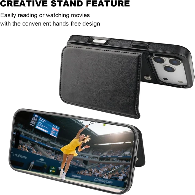 Alt view image 5 of 7 - for iPhone 18/17 Pro Max Wallet Case with Credit Card Holder Black