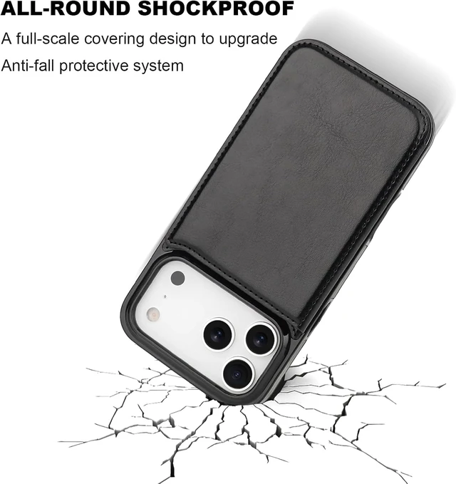 Alt view image 6 of 7 - for iPhone 18/17 Pro Max Wallet Case with Credit Card Holder Black
