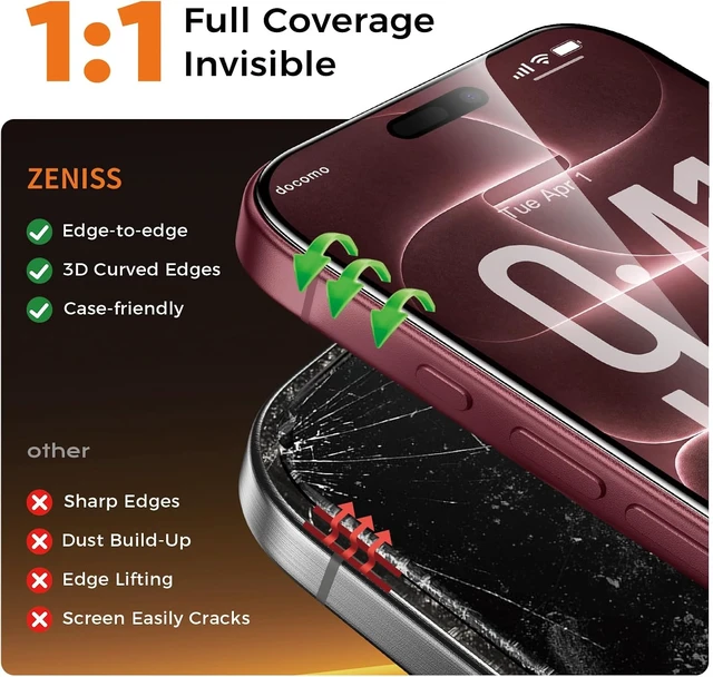 Alt view image 4 of 7 - NeverBreak 9H+ Hardness for iPhone 18 Pro Max Screen Protector 12FT Military Grade Protection (Scratch Shatter Drop Resistance) 18 ProMax Tempered Glass Full Edge Coverage Case Friendly 6.9 2 Pack