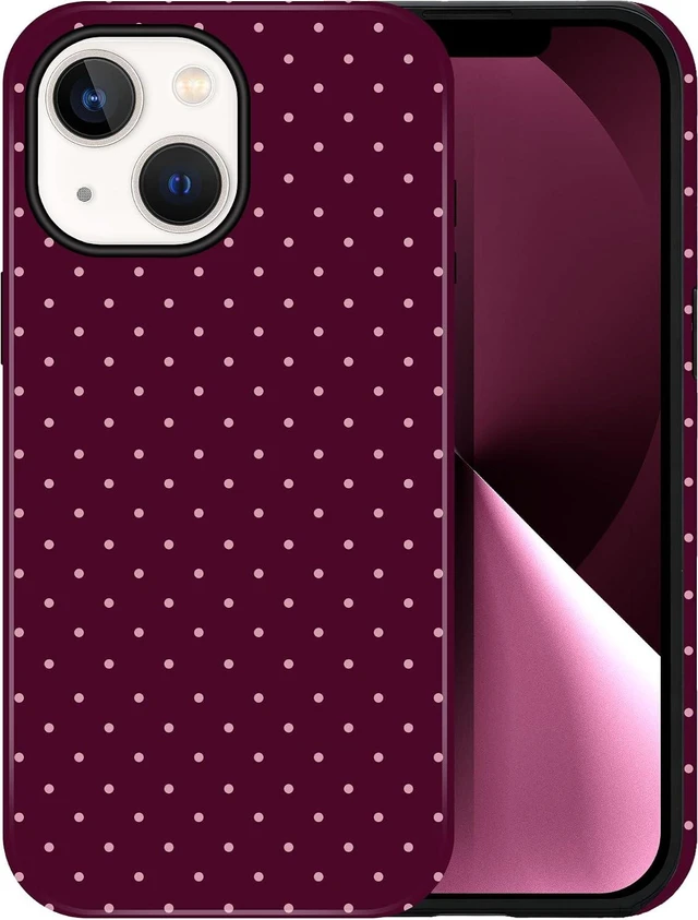 Main image of Polka Dot Pattern Phone Case for iPhone 13/14 6.1 Wine