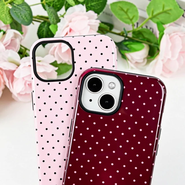 Alt view image 7 of 7 - Polka Dot Pattern Phone Case for iPhone 13/14 6.1 Wine