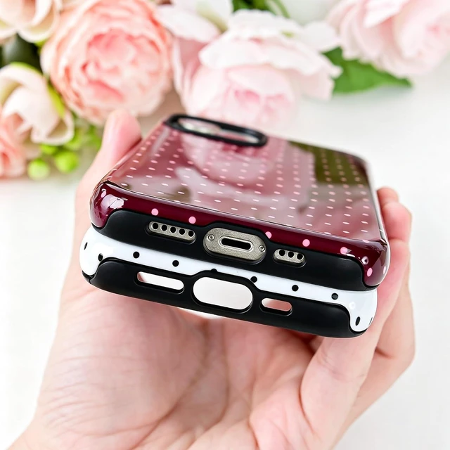 Alt view image 4 of 7 - Polka Dot Pattern Phone Case for iPhone 13/14 6.1 Wine