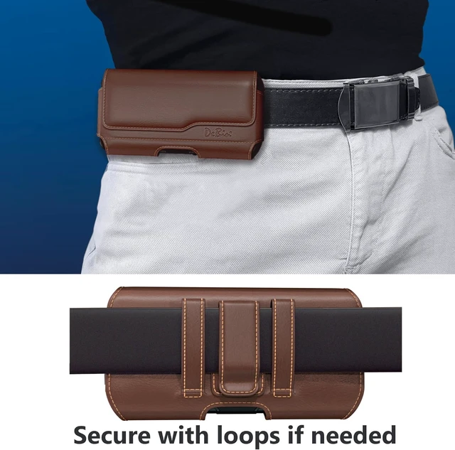 Alt view image 6 of 7 - Holster for iPhone 17 17 Pro 16 Pro 16e 15 15Pro 14 13 12 11 Xs 10 X XR Cell Phone Belt Holder Case with Clip for Men Women Pouch (Fits Protective Cover on) Brown
