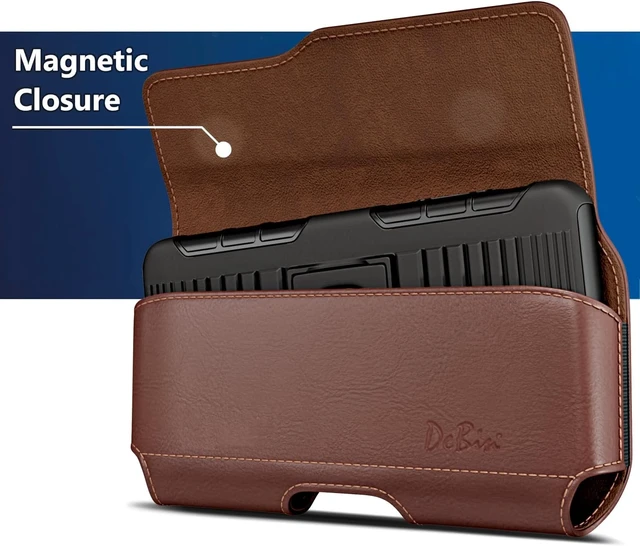 Alt view image 3 of 7 - Holster for iPhone 17 17 Pro 16 Pro 16e 15 15Pro 14 13 12 11 Xs 10 X XR Cell Phone Belt Holder Case with Clip for Men Women Pouch (Fits Protective Cover on) Brown