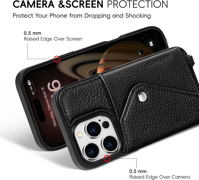 Alt view image 3 of 7 - Genuine Leather Crossbody Wallet Phone Case for iPhone 16 Pro