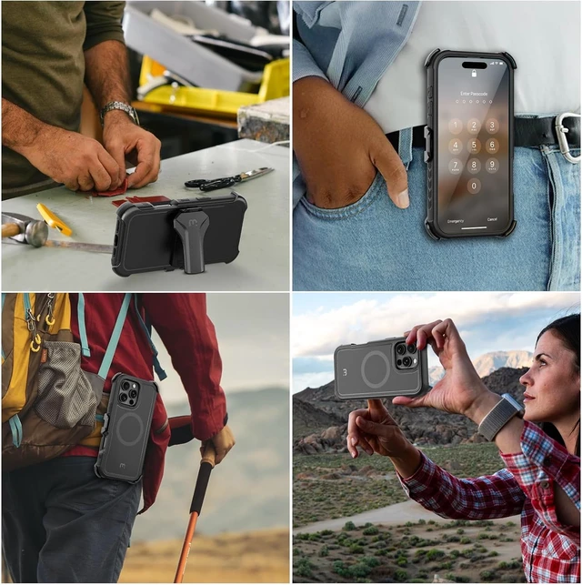 Alt view image 7 of 7 - for iPhone 16 Pro Max Case with Belt Clip Holster Black