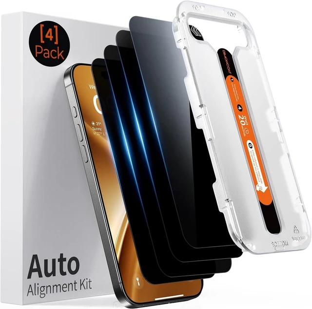 Main image of 4-PACK for iPhone 16 Pro Max Privacy Screen Protector Glass 6.9