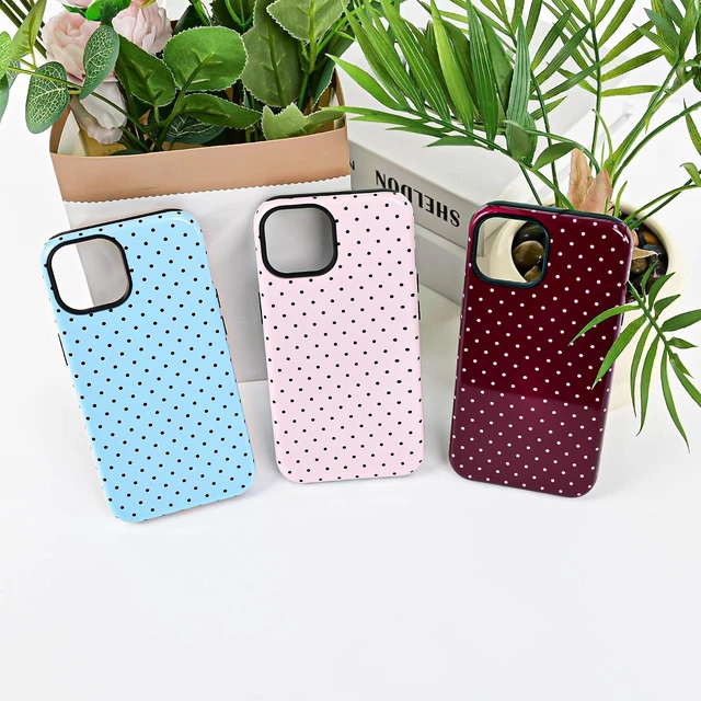Alt view image 6 of 7 - Polka Dot Pattern Phone Case for iPhone 13/14 6.1 Wine