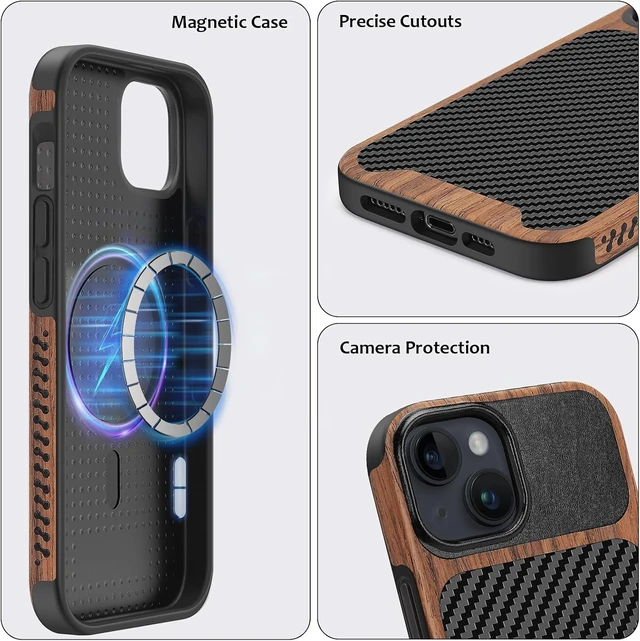 Alt view image 6 of 7 - Case for iPhone 15 Compatible with MagSafe Black