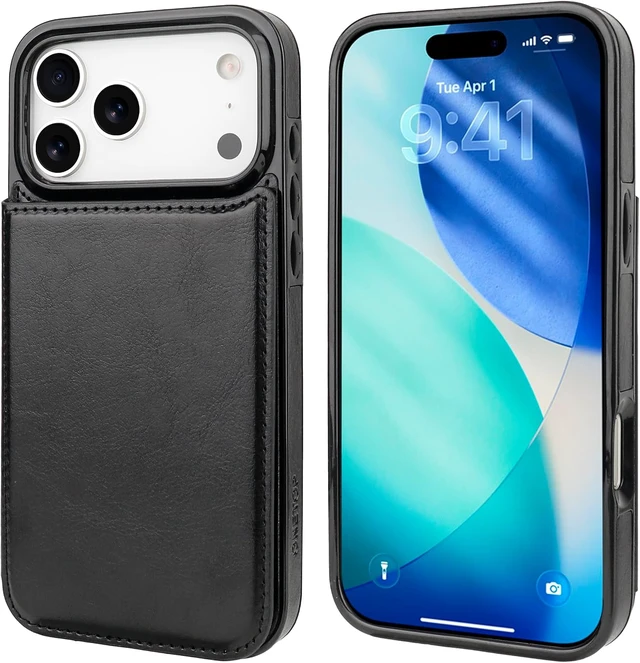 Alt view image 3 of 7 - for iPhone 18/17 Pro Max Wallet Case with Credit Card Holder Black