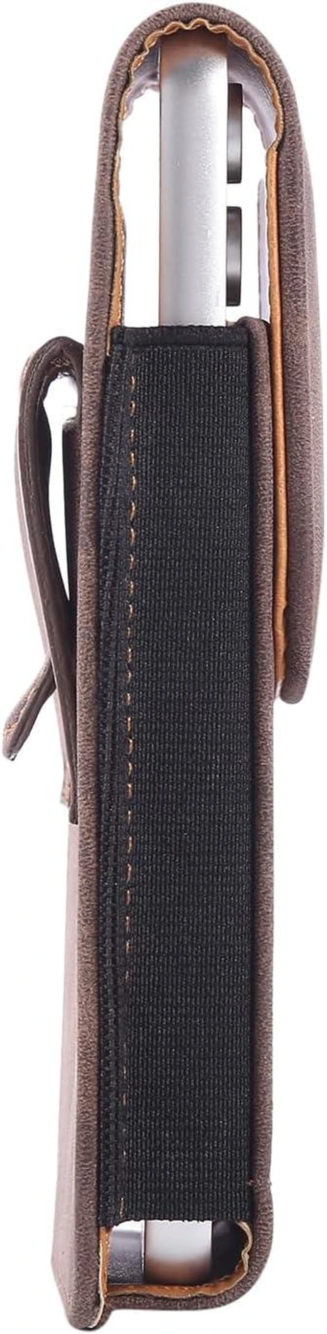 Alt view image 5 of 7 - Universal Phone Holster Phone Pouch Case Belt Clip Belt Loops Card Slot Faux Leather for Man iPhone 17/16/15pro max 16/15Plus S25 24 S23 S22 Ultra (Brown&Yellow XL(6.6x3.4x0.8))