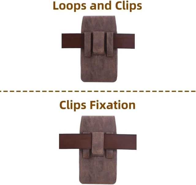 Alt view image 4 of 7 - Universal Phone Holster Phone Pouch Case Belt Clip Belt Loops Card Slot Faux Leather for Man iPhone 17/16/15pro max 16/15Plus S25 24 S23 S22 Ultra (Brown&Yellow XL(6.6x3.4x0.8))