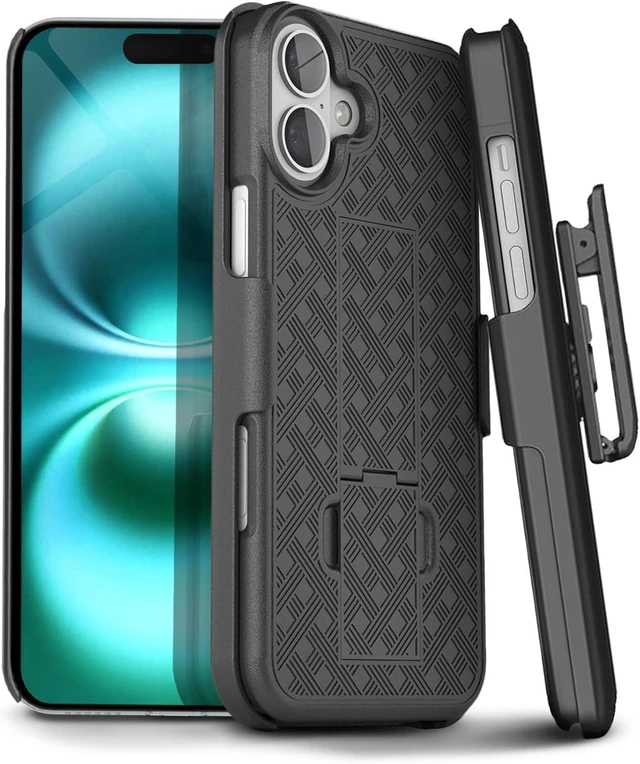 Main image of for iPhone 16 Case with Belt Clip Rigid Kickstand | 6.1