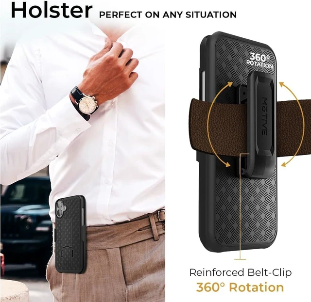 Alt view image 3 of 7 - for iPhone 16 Case with Belt Clip Rigid Kickstand | 6.1