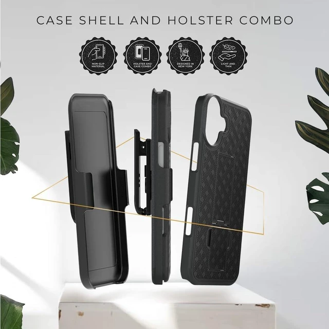 Alt view image 5 of 7 - for iPhone 16 Case with Belt Clip Rigid Kickstand | 6.1