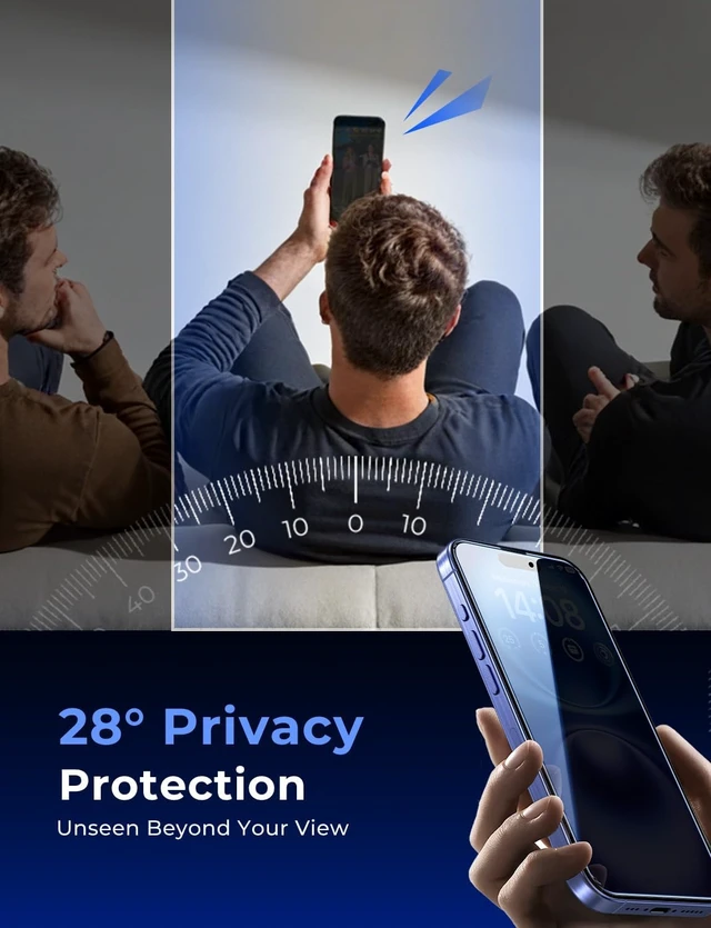 Alt view image 2 of 7 - for iPhone 16 Privacy Tempered Glass Screen Protector Anti-peek