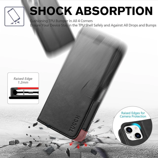 Alt view image 6 of 7 - Wallet Case for iPhone 13 (6.1) 2021 3 Card Holders Black