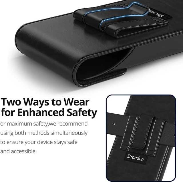 Alt view image 3 of 6 - Magnetic Closure Holster for Galaxy A17 A16 A15 A14 A37 A36 A35 A32 A73 5G A72 A71 A57 A56 A55 A54 XCover6 Pro Edge Moto G G22 G84 (Fits Regular Case) (Black)