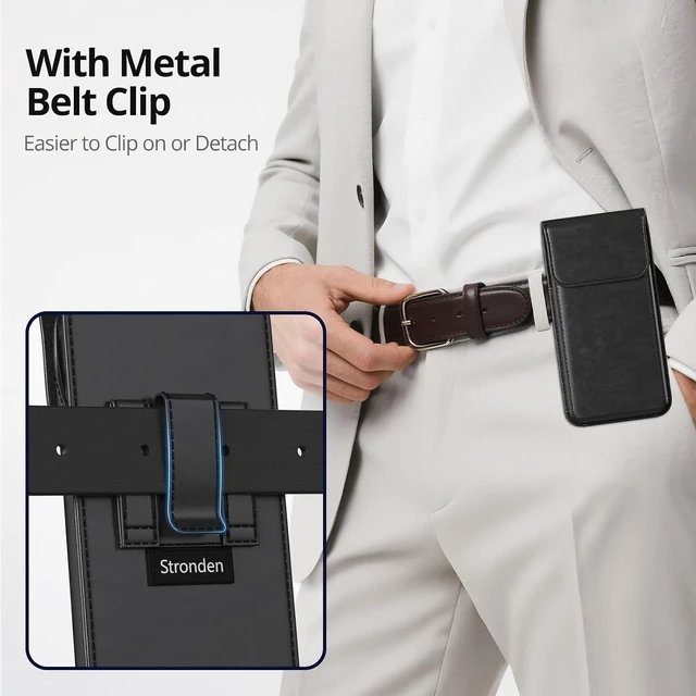 Alt view image 4 of 6 - Magnetic Closure Holster for Galaxy A17 A16 A15 A14 A37 A36 A35 A32 A73 5G A72 A71 A57 A56 A55 A54 XCover6 Pro Edge Moto G G22 G84 (Fits Regular Case) (Black)
