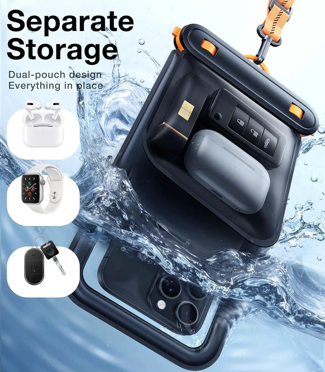 Alt view image 2 of 7 - IP68 Waterproof Phone Pouch Floating with Double Space 7.0 Black