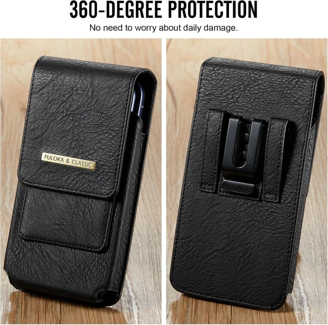 Alt view image 7 of 7 - Phone Holster with Belt Clip for iPhone 18/17/16/15/14/13/12 Pro Max & Plus Galaxy S25/S24/S23/S22 Ultra & Plus Premium Leather Pouch with Card Holder Magnetic Closure Rugged Outdoor Case Black L