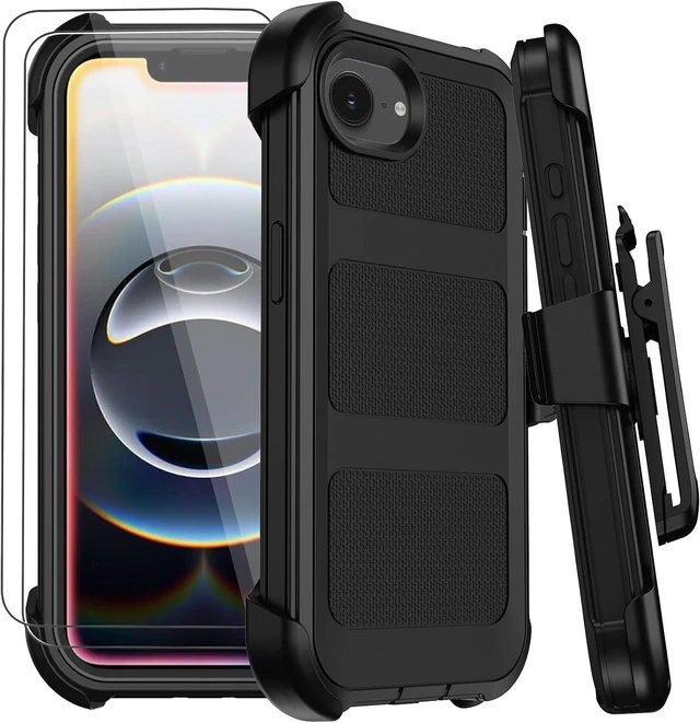 Main image of for iPhone 16E Case with Belt Clip Holster Anti-Drop Shockproof (Black)