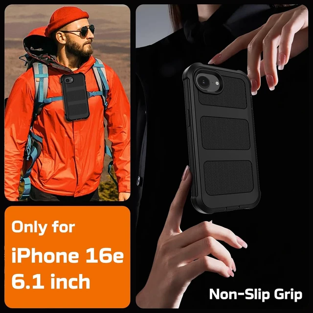 Alt view image 7 of 7 - for iPhone 16E Case with Belt Clip Holster Anti-Drop Shockproof (Black)