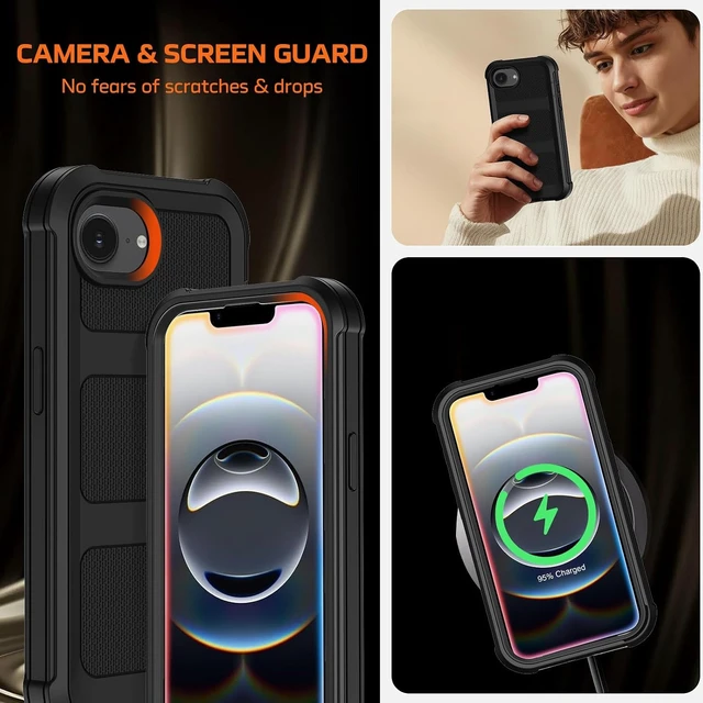 Alt view image 6 of 7 - for iPhone 16E Case with Belt Clip Holster Anti-Drop Shockproof (Black)