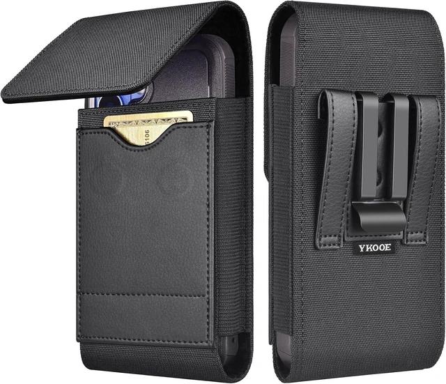 Main image of Cell Phone Holster with Belt Clip Magnetic Closure Card Holder Black