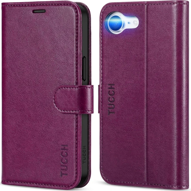 Main image of Wallet Case for iPhone 17e/16e (6.1) 4 Card Holders Plum Purple