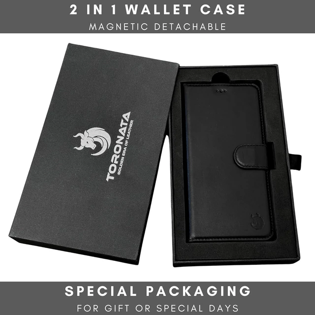 Alt view image 6 of 7 - Nevada Galaxy S24 Plus Leather Wallet Case - Luxury S24 Plus Case with Kickstand Card Slots - Handcrafted Anti Scratch RFID Leather Wallet (Black)