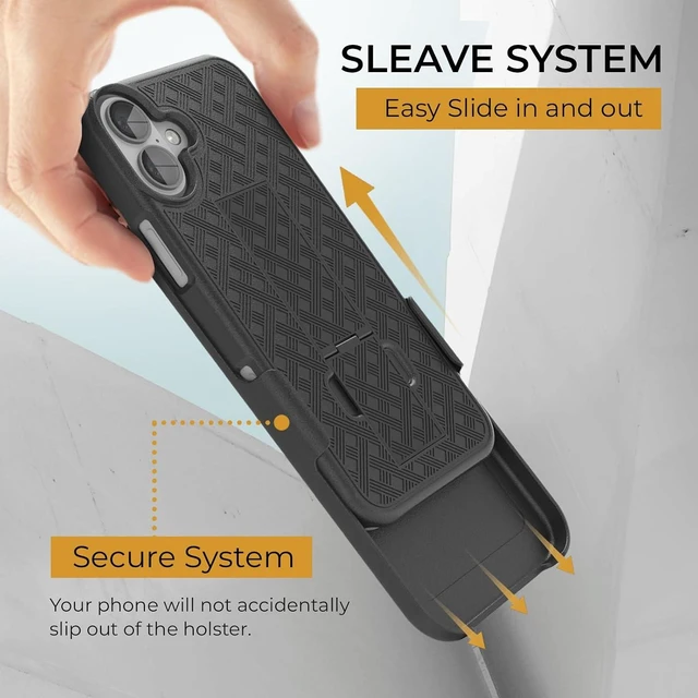 Alt view image 6 of 7 - for iPhone 16 Case with Belt Clip Rigid Kickstand | 6.1